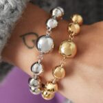 Statement βραχιόλι με χάντρες ασημί