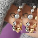 Statement βραχιόλι με χάντρες ασημί