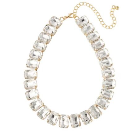 Αστραφτερό κολιέ λευκό/χρυσό