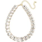 Αστραφτερό κολιέ λευκό/χρυσό